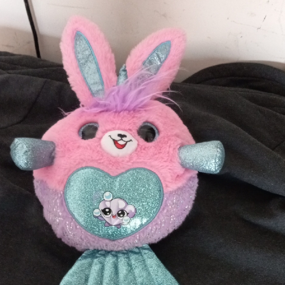 Pink Plush Bunny Stuffed Animal with Sparkle Heart